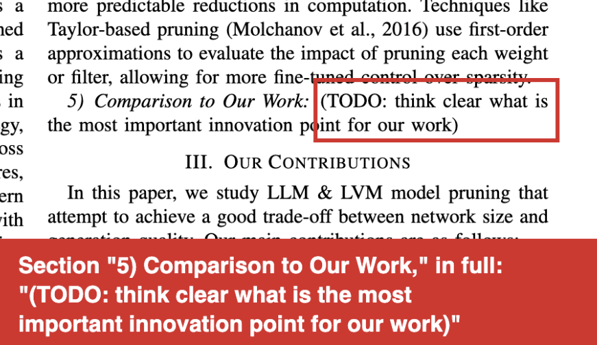 Section 5, "Comparison to Our Work," consists only of a TODO note